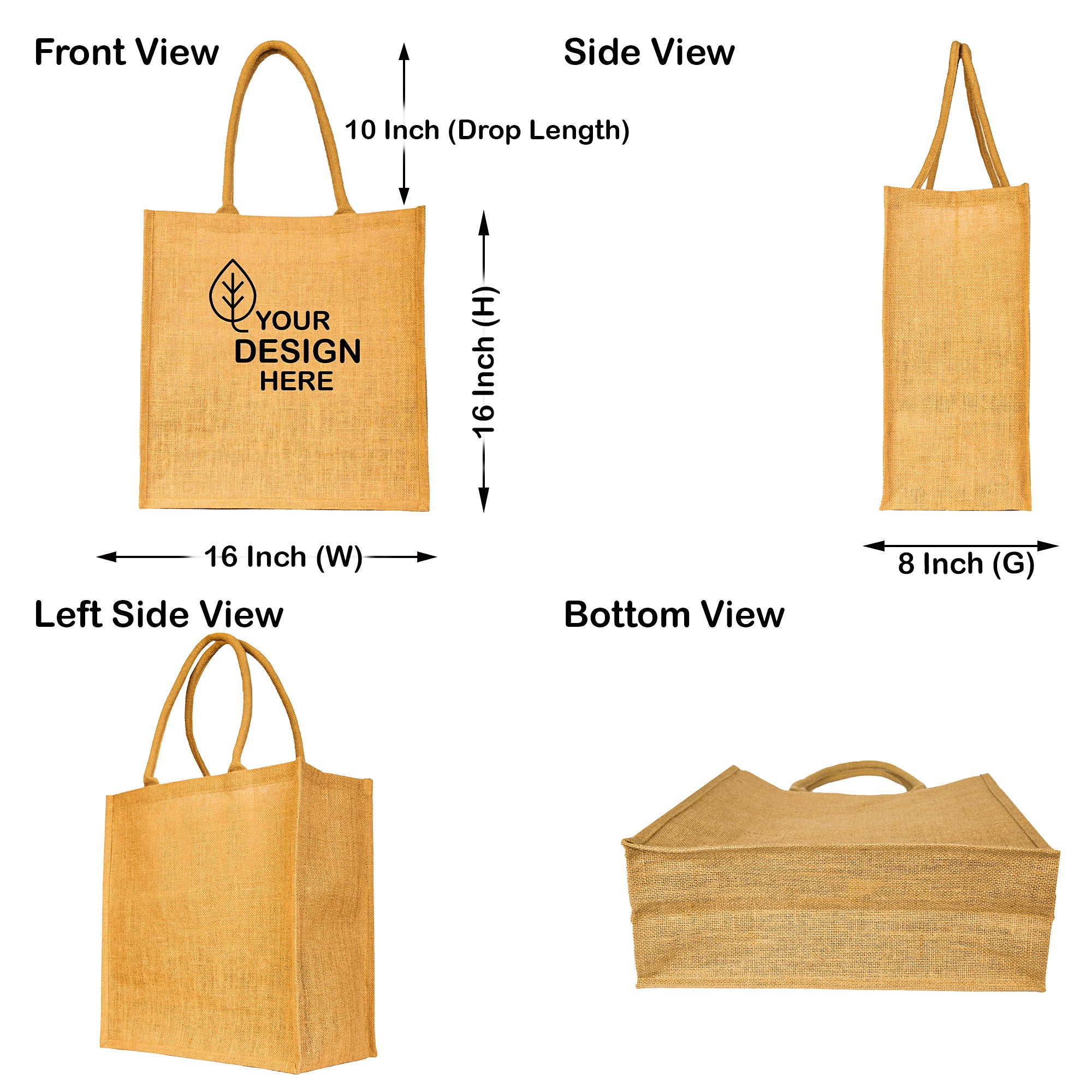 Burlap Tote Bags – Reusable Jute Gift, Grocery, Beach Bags for Women, Bridesmaid, DIY, Shopping, Travel & Weddings (Packs of 8)