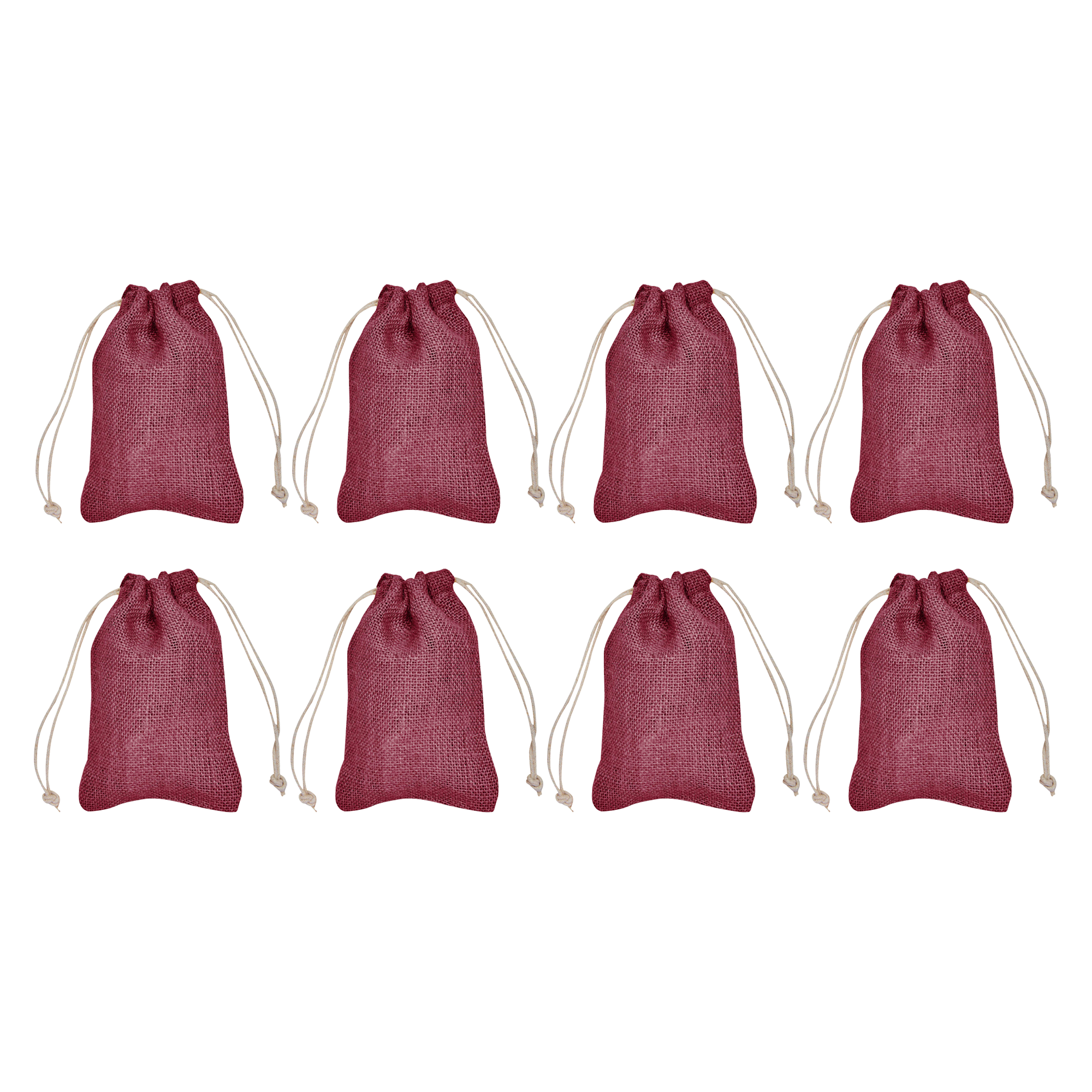 Jute Small Drawstring Bags, Set of 8 – Burlap Pouches Reusable Wedding Christmas, New Year, Thanks Giving Gift Pouches