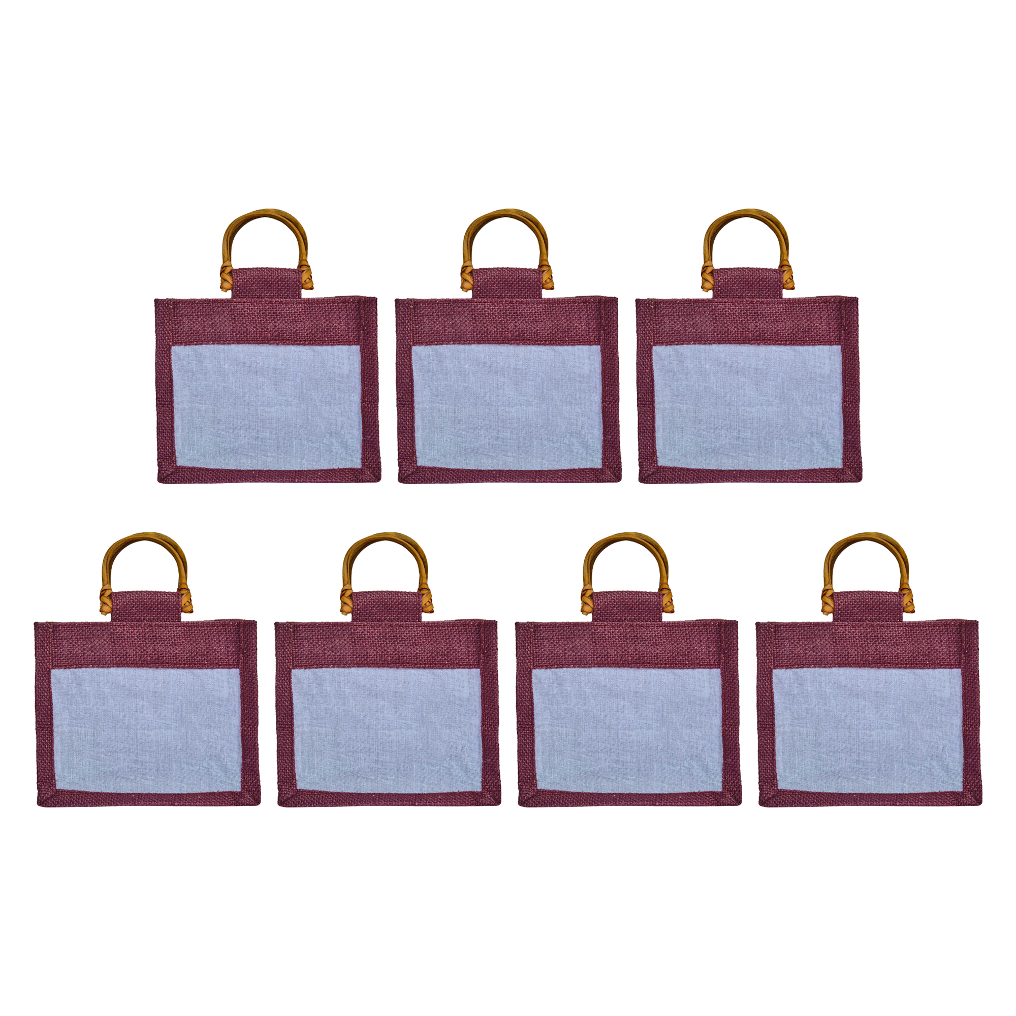 Coloured Jute Gift Bags with Organza Burlap Pouches for Wedding Favors, Party  & Gift (Packs of 7 )