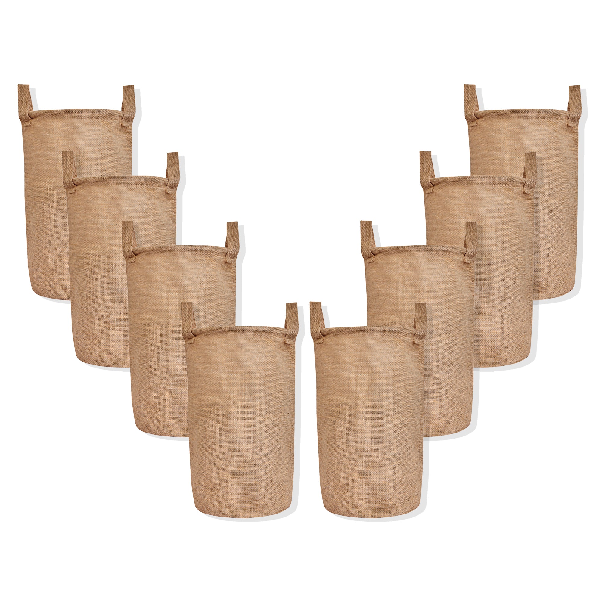 Collapsible Jute Burlap Storage Bins – Handles for Toys, Clothes & Cabinet Organization (Packs of 8)