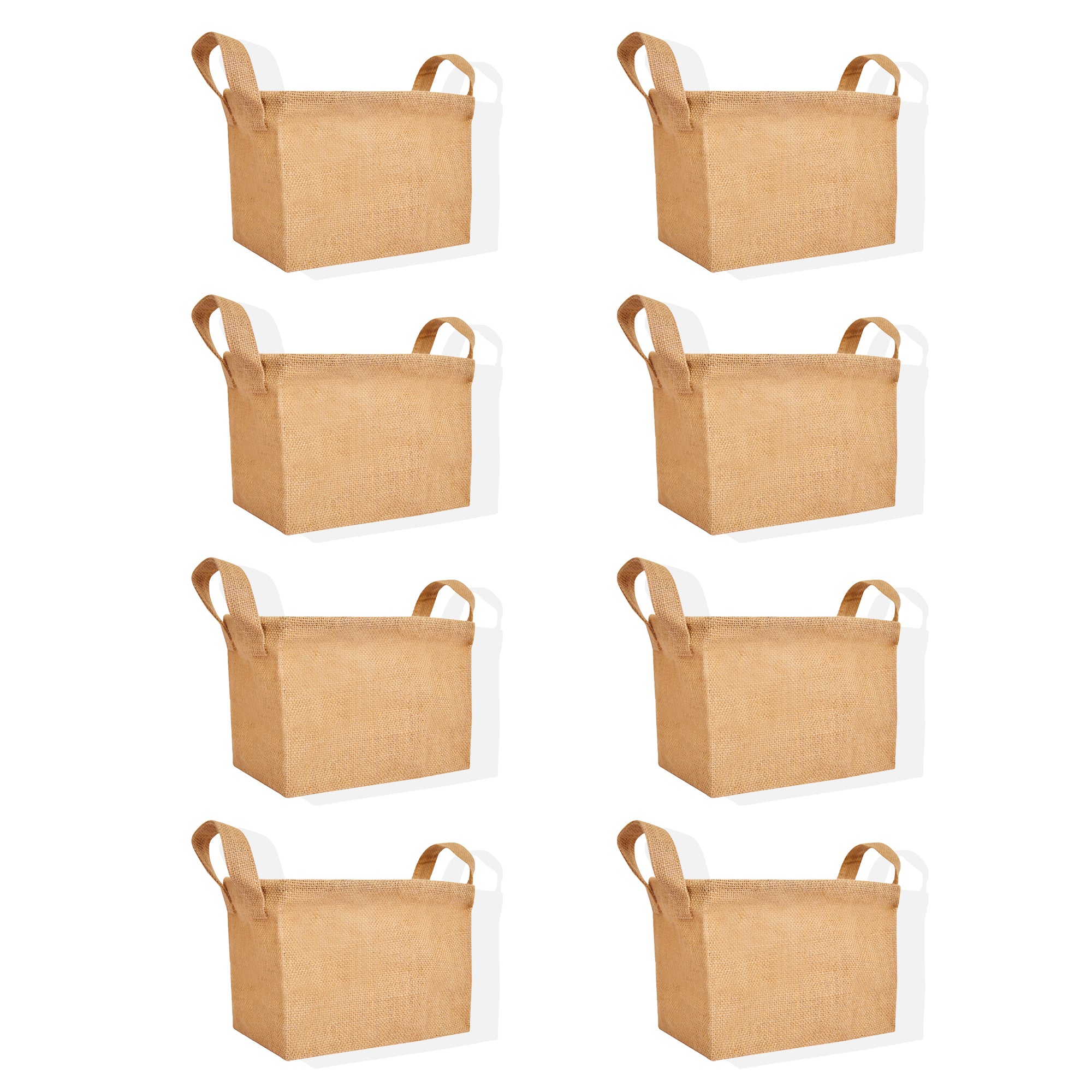 Jute Storage Baskets – Small Wicker Hampers for Clothes, Books, Toys, Natural Bedroom Organizer (Packs of 8)