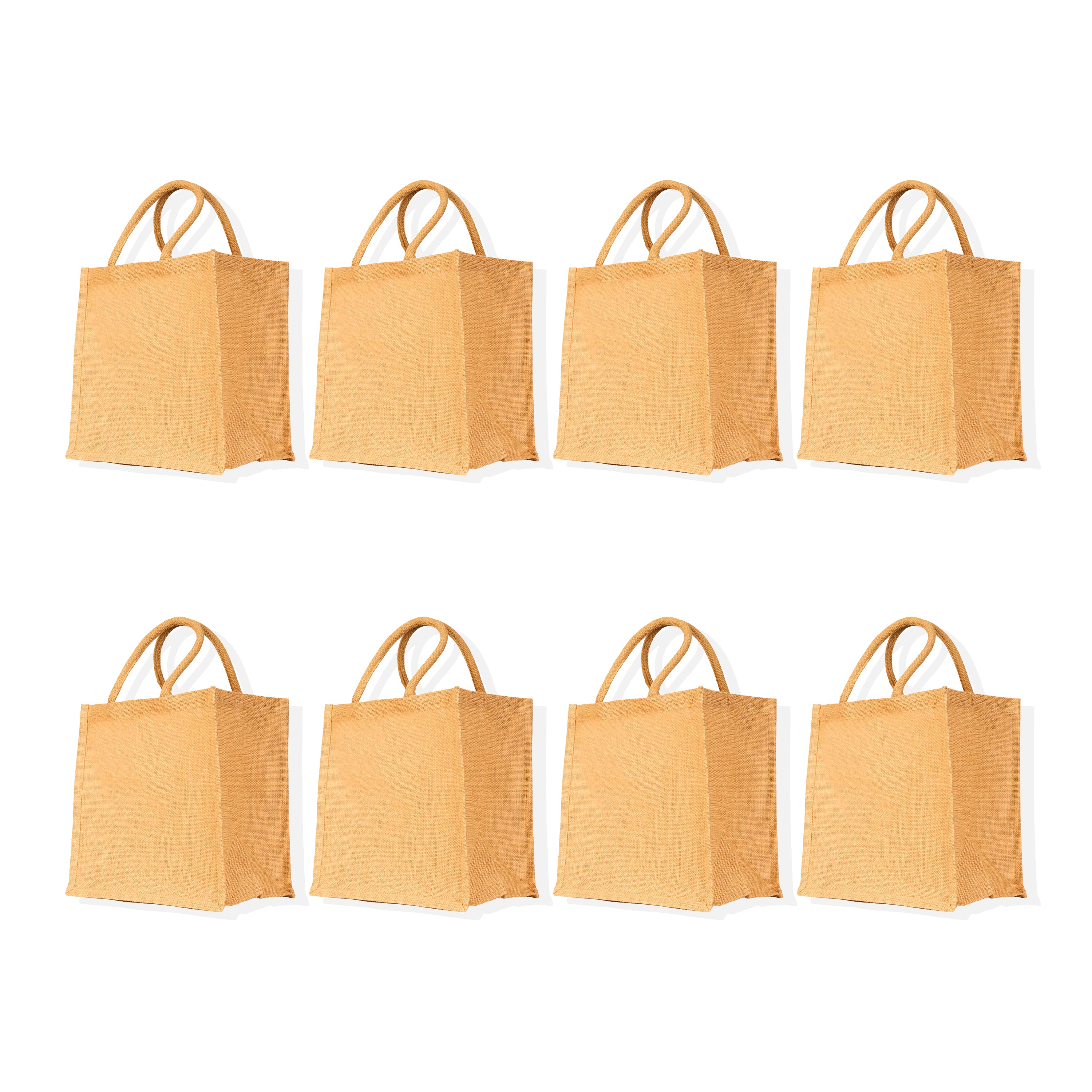 Jute Tote Bag, Reusable Shopping Bags, Wedding, Gift, Bulk Kitchen Reusable Grocery Bags (Packs of 8)