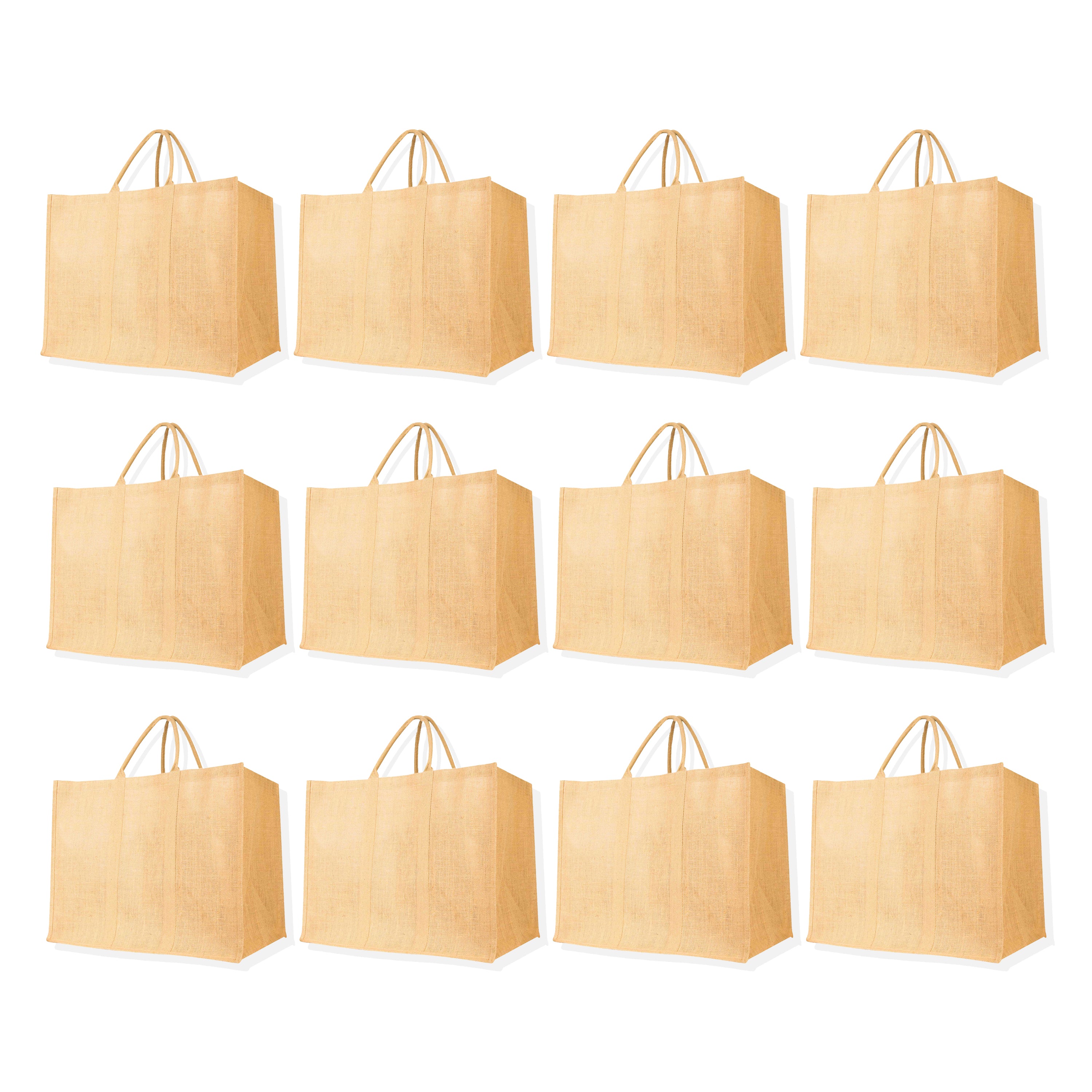 Eco-Friendly Jute Burlap Tote Bags – Reusable Bags for Beach, Grocery, Gifts & Daily Use (Set of 12)