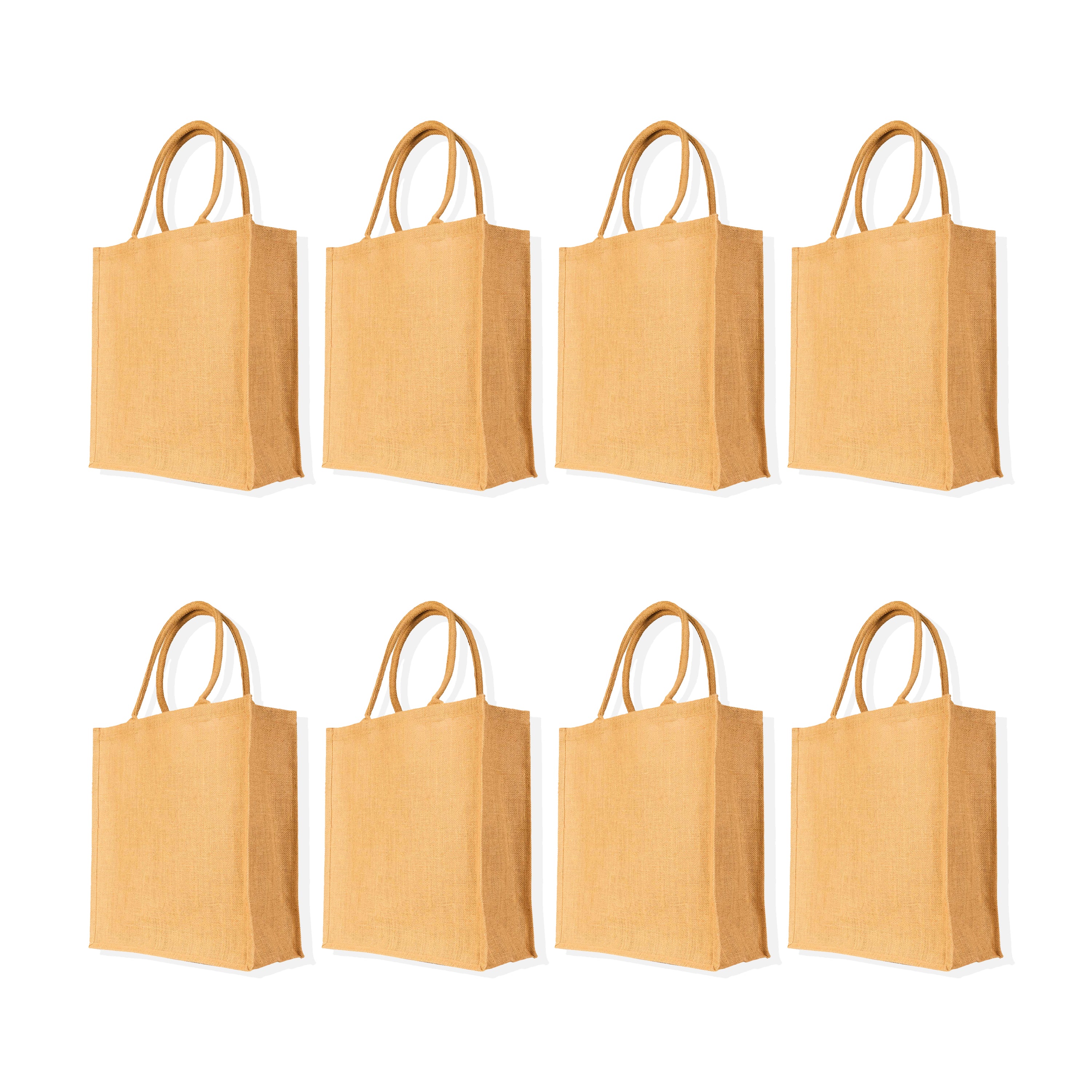 Tote Bags Reusable Jute Tote Beach Bags- Bridesmaid, Shopping Bag, Trip, Wedding Party Burlap Gift Bag (Packs of 8)
