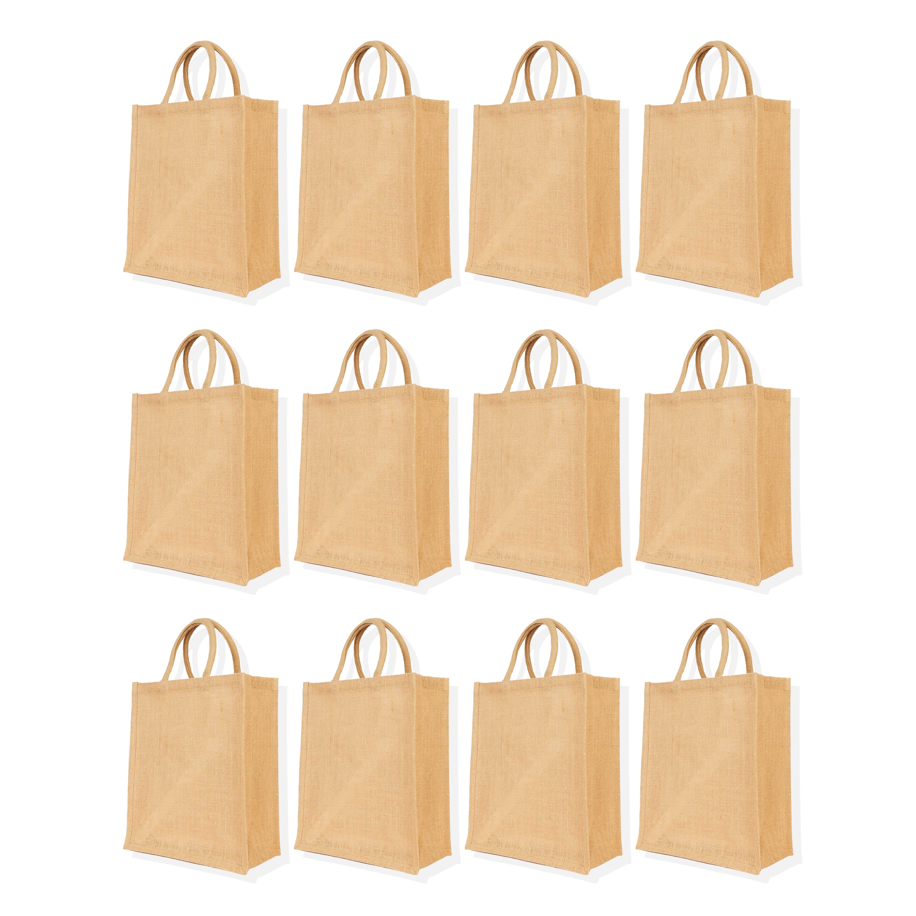 Reusable Jute Tote Bags, Burlap Gift, DIY, Beach, Wedding Use, Market Promotional Shopping Bags (Packs of 12)