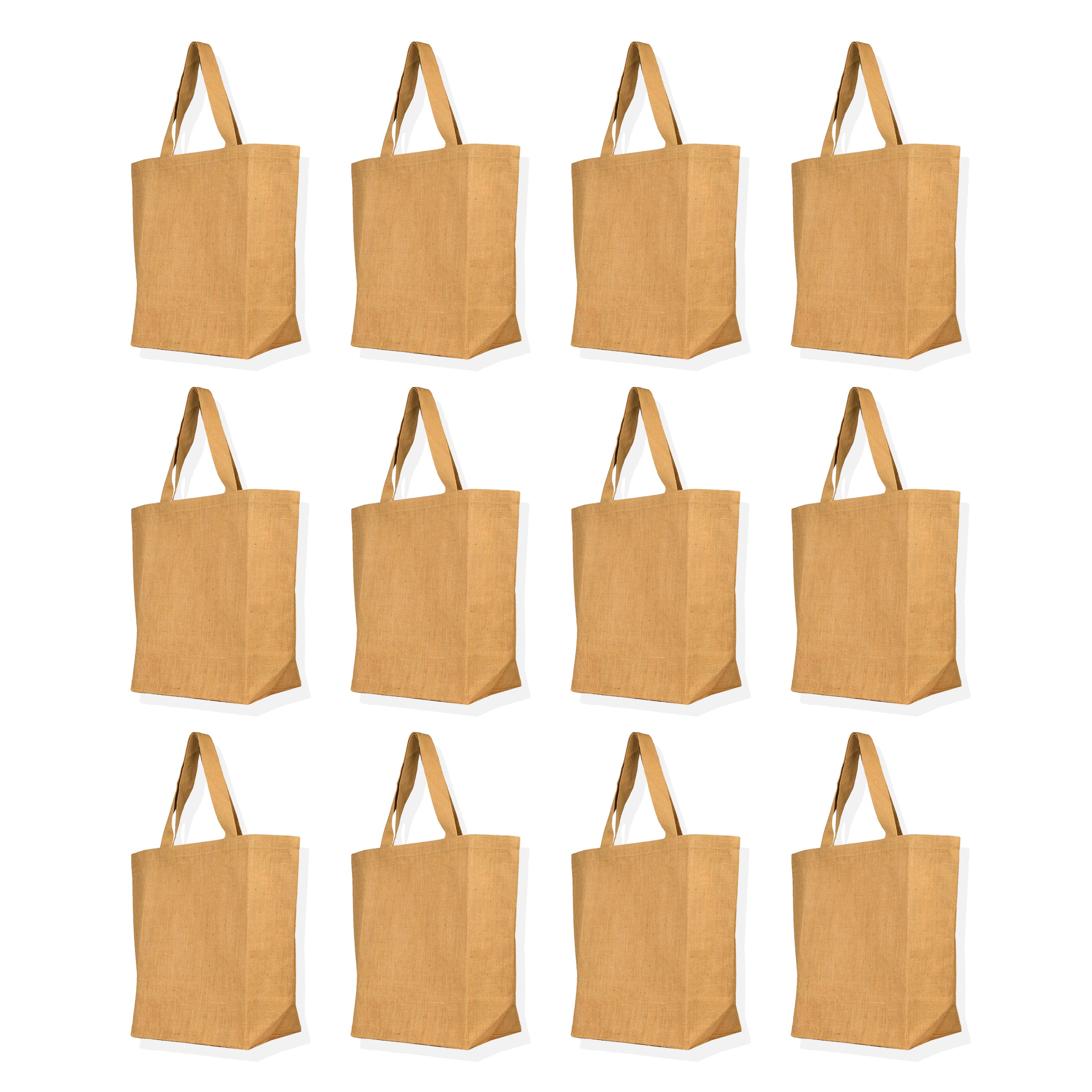 Reusable Jute Tote Bags with Handles – Eco-Friendly Burlap Bags for Groceries, Gifts,Weddings & DIY Crafts (Packs of 12)