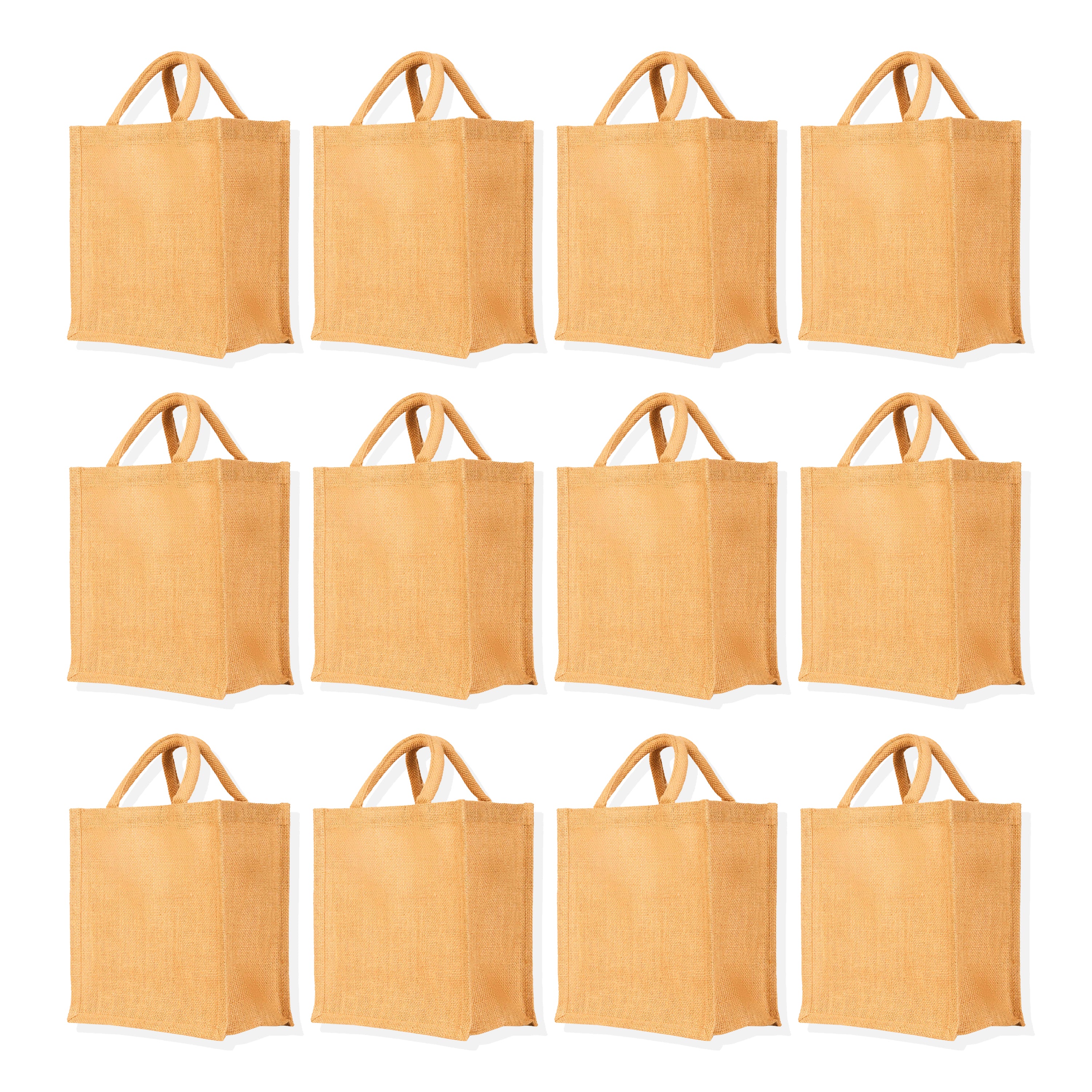 Sturdy Natural Jute Tote Bags – Eco-Friendly Reusable Burlap Bags for Shopping, Events, Gifts & DIY Projects (Set of 12)
