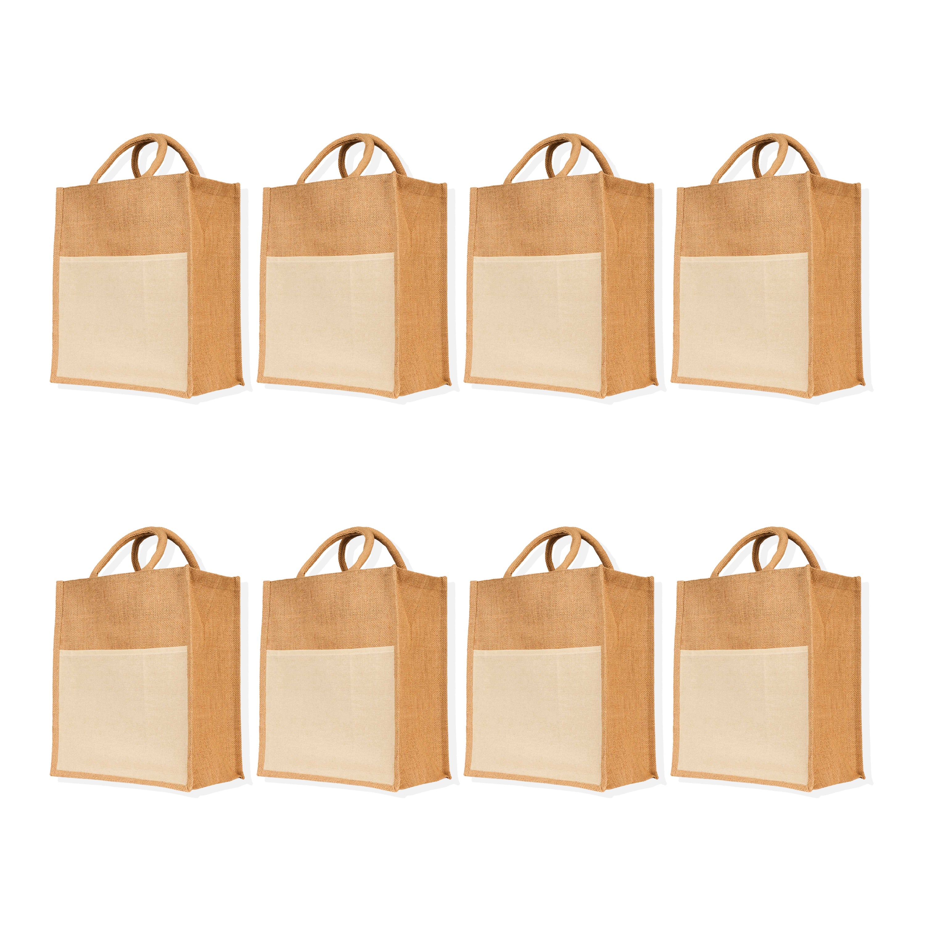 Jute Burlap Tote Bags – Multipurpose Bags for Women, Grocery, Gifting, Shopping, Travel, Beach & Weddings (Set of 8)