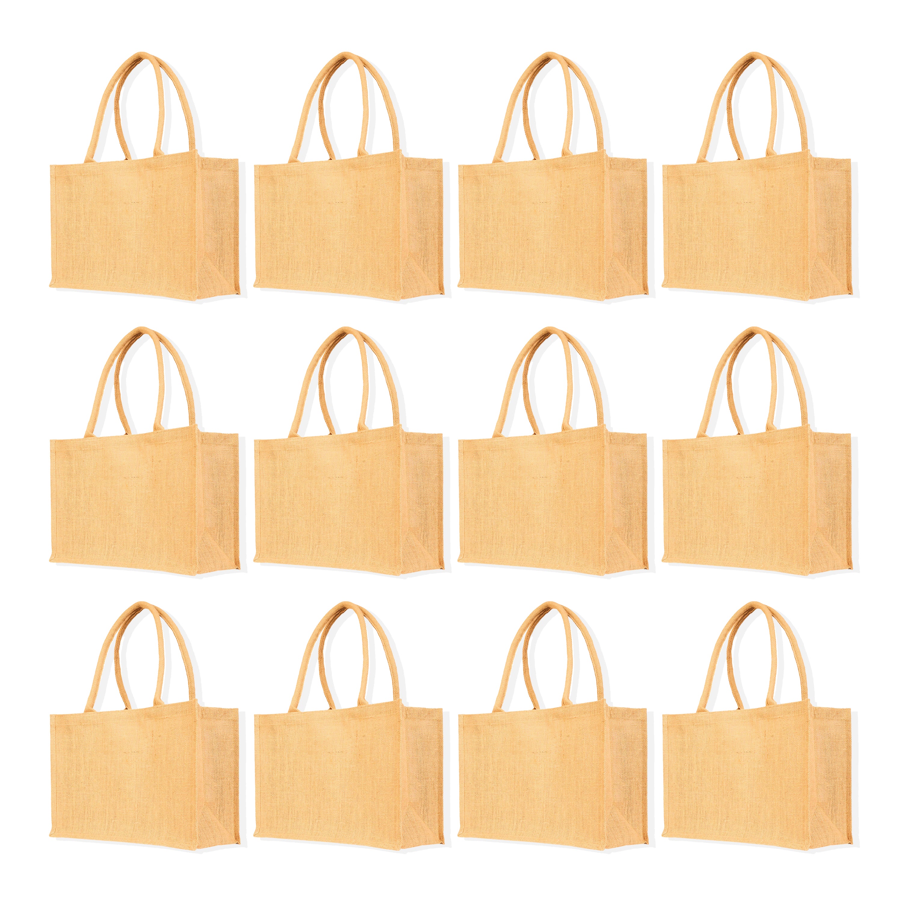Reusable Jute Tote Bags – Burlap Gift Bags for Shopping, DIY, Weddings, Bridesmaids, Mother’s Day, Valentine’s & Beach Events (Packs of 12)