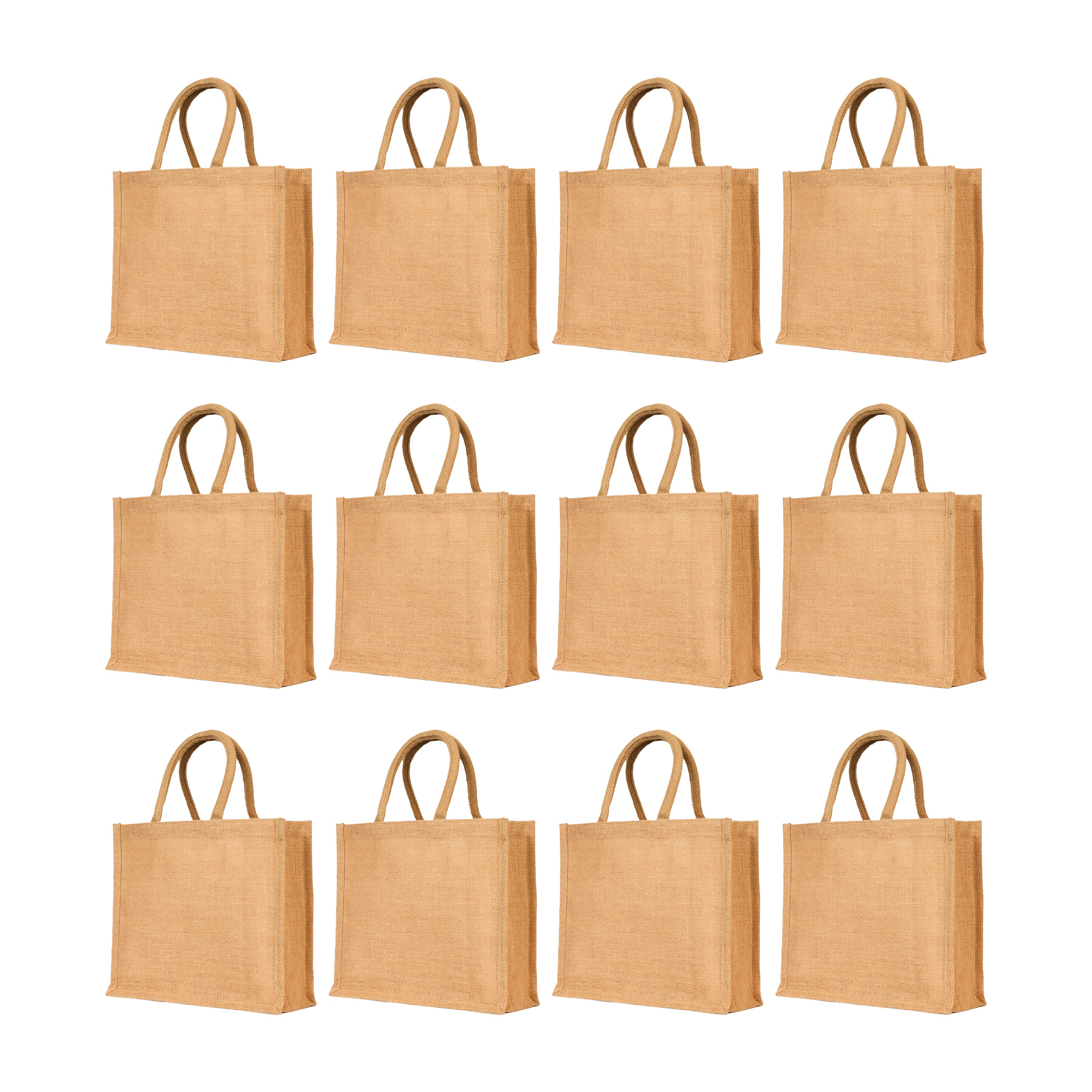Set of 12 Jute Tote Bags – Reusable Burlap Shopping, Travel, Holidays, Weddings & Daily Use, Bridesmaid & Travel Gift Bags
