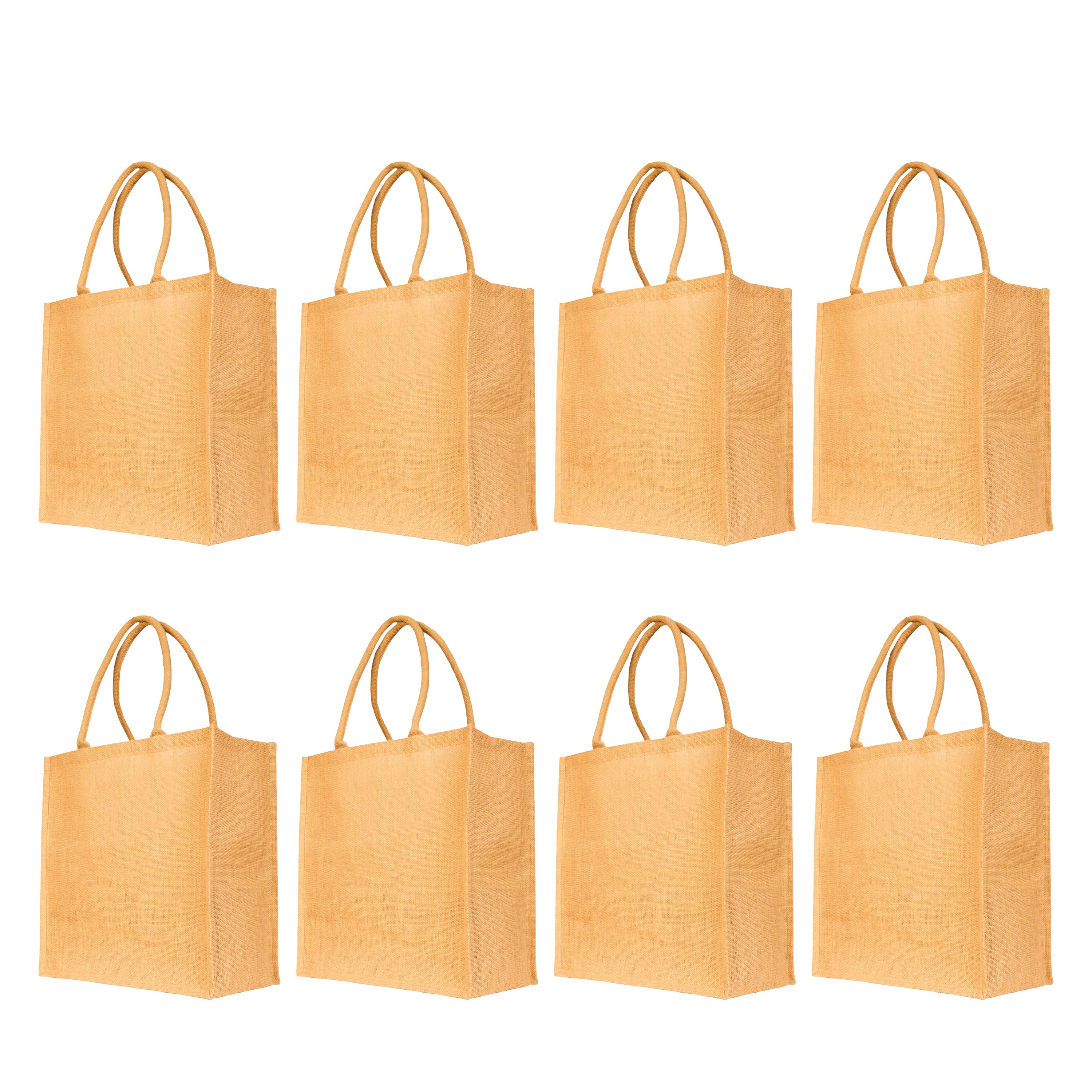 Burlap Tote Bags – Reusable Jute Bags for Beach, Shopping (Set of 8)