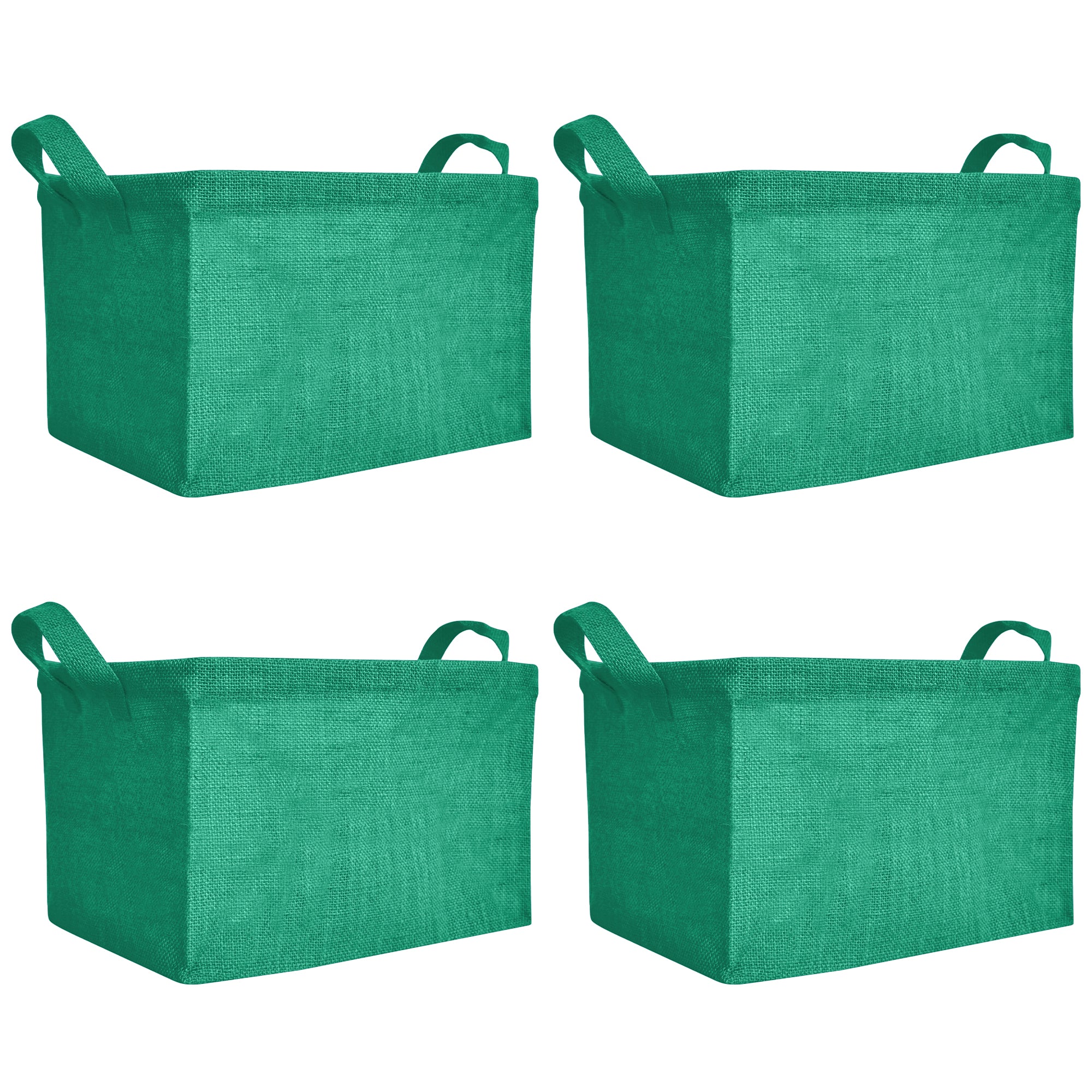 Coloured Collapsible Jute Baskets – Laundry Basket  Storage with Handles for Living Room, Bedroom – Small Clothes & Toys (Set of 4)