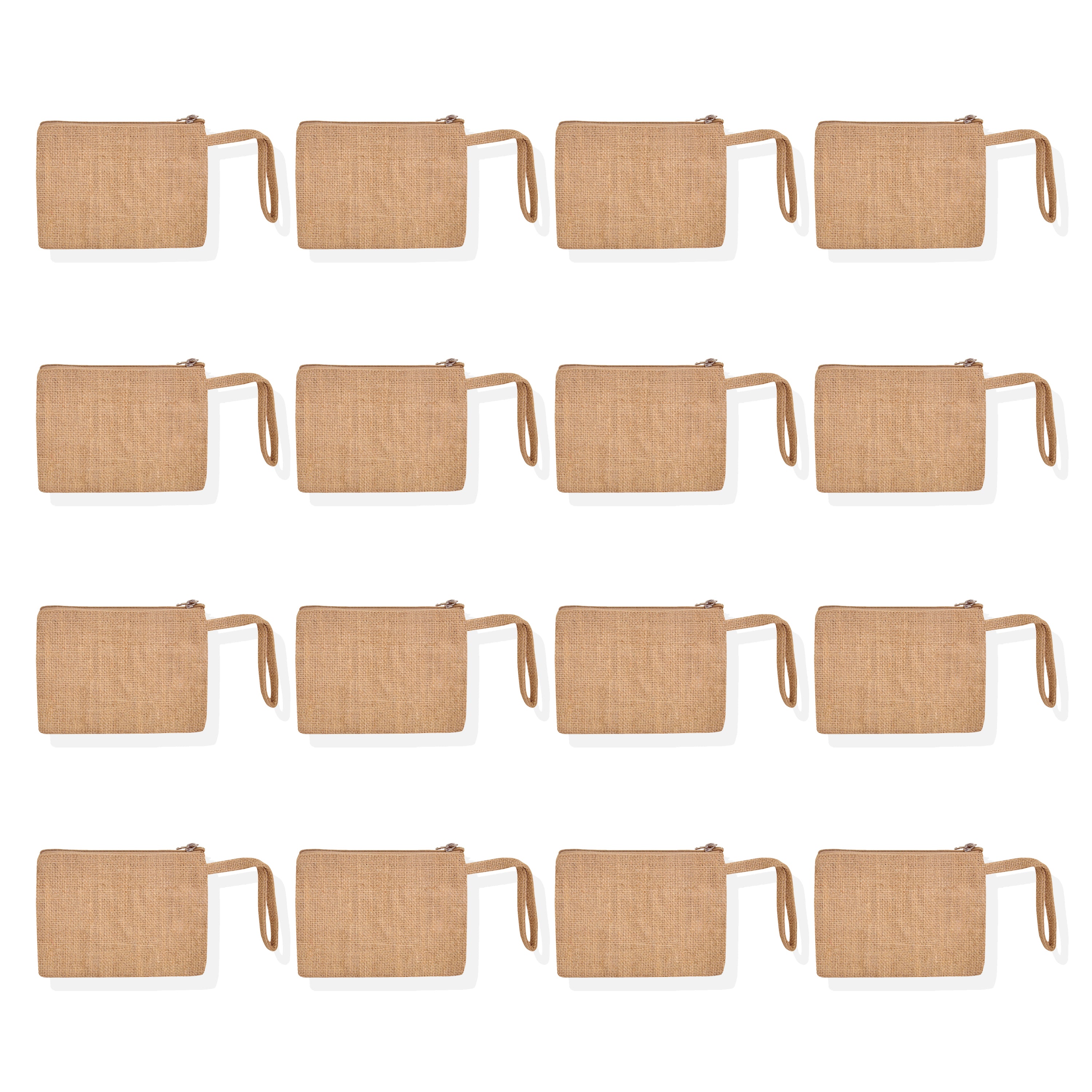 16-Pack Small Natural Jute Cosmetic Bags for Women – Personalized Makeup, Toiletry & Coin Pouches, Perfect for Bridesmaids & Friends