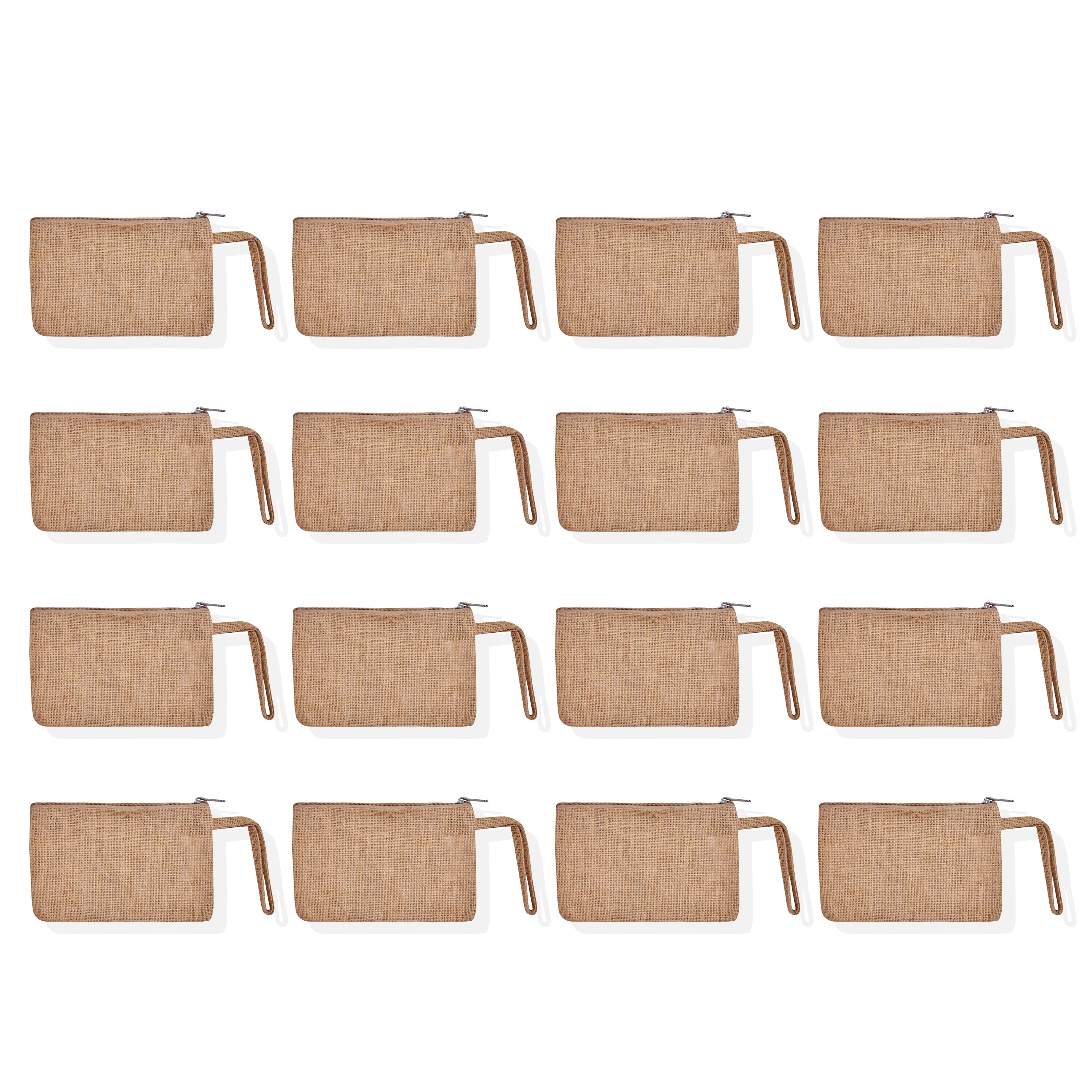 Burlap Cosmetic Bags – Compact Beige Makeup & Toiletry Organizers for Purse or Travel (Set of 16)