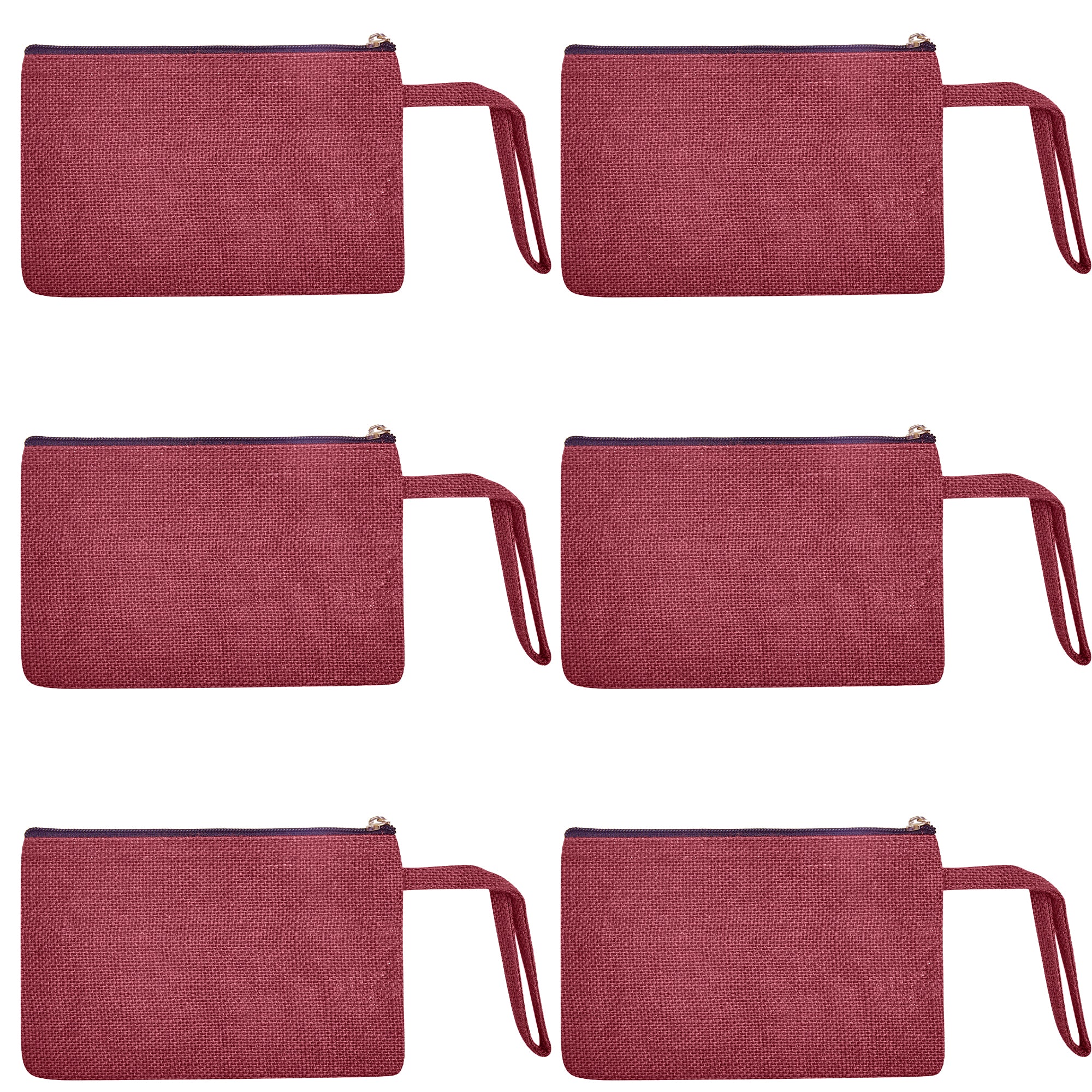 Colorful Burlap Cosmetic Bags – Zippered Pouches for Women & Men, Travel Toiletry & Essentials Organizer (Set of 6)